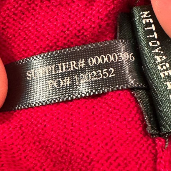 Lauren Ralph Lauren Sz L Sweater Red Ruffle V-Neck Long Sleeve Valentine Cottage - Picture 9 of 9